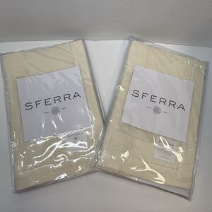 SFERRA 902 Festival Pure Linen 20”x20” Dinner Napkins Eggshell 2 Sets Of 4 New